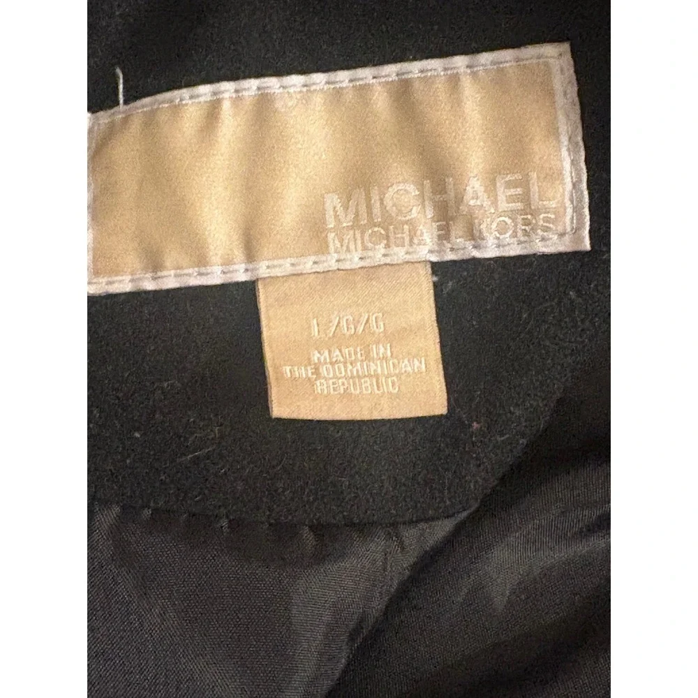 Michael Kors Womens Black Wool Blend Double Breasted‎ Pea Coat Jacket Size L